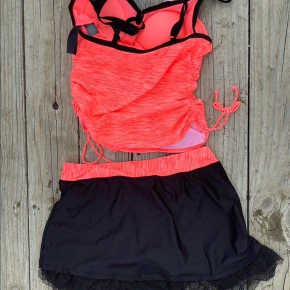 Medium Gerry 2 Piece Tankini Top & Swim Skirt Short V-Neck Swimsuit Coral NEW - Picture 14 of 15